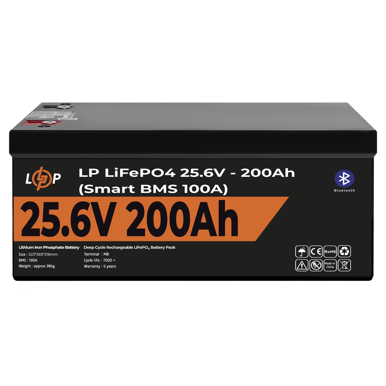 Аккумулятор LP LiFePO4 24V 25,6V -200 Ah 5120Wh Smart BMS 100А с BT пластик (28153019)