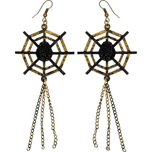 Серьги Паутинки SETA Decor 22-372BLK-GL Черно-золотистый