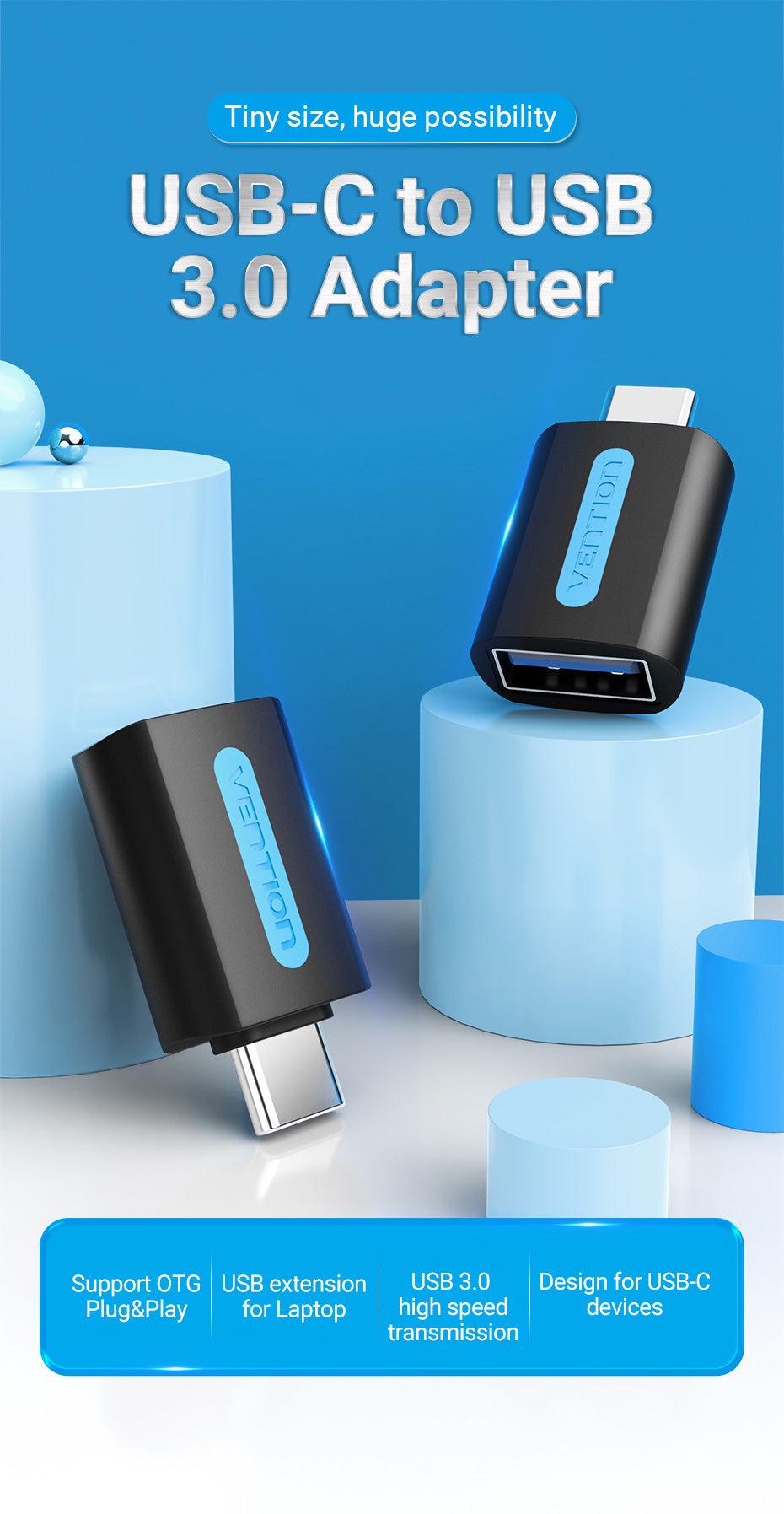 Перехідник Vention Type-C-USB 3.0 OTG 15W 3A/5V USB-C Thunderbolt на USB-A Чорний (CDUB0) - фото 12 Перехідник Vention Type-C-USB 3.0 OTG 15W 3A/5V USB-C Thunderbolt на USB-A Чорний (CDUB0) - фото 12