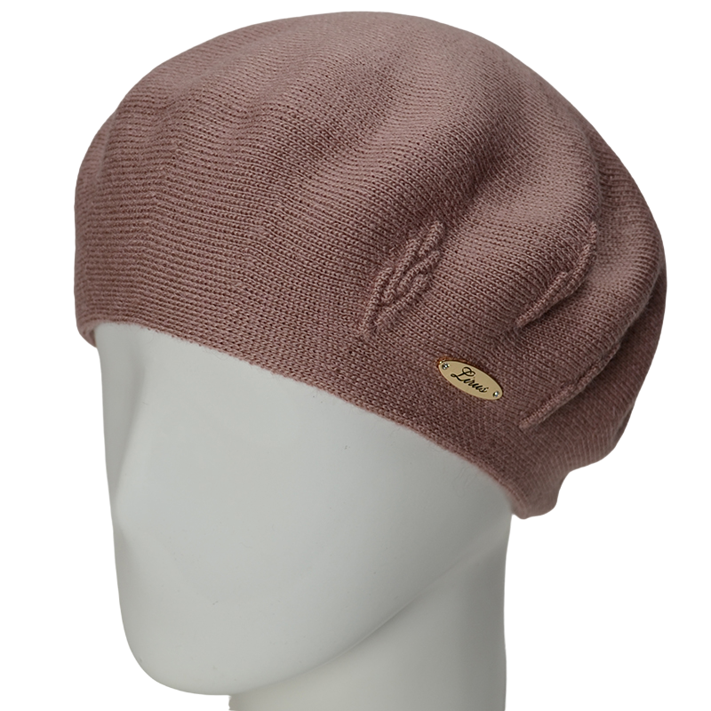 Берет женский Lirus Смородина двойной тонкой вязки Пудровый