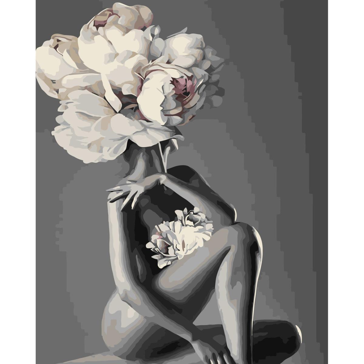 Картина по номерам Strateg Премиум Тело в пионах 30x40 см (SS-6504)