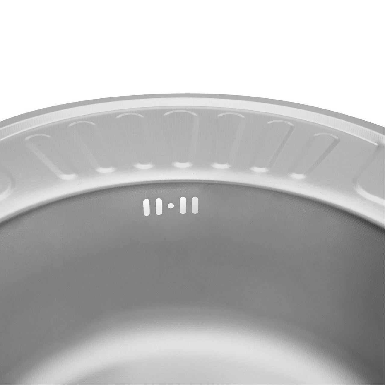 Мойка для кухни AISI 201 WAL-D5745-18-08V из нержавейки с крылом для сушки овальная - фото 5