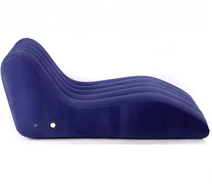 Надувное кресло-диван Shaped S-образное со спинкой с насосом в комплекте 160x90x60 см Синий (2104618503)