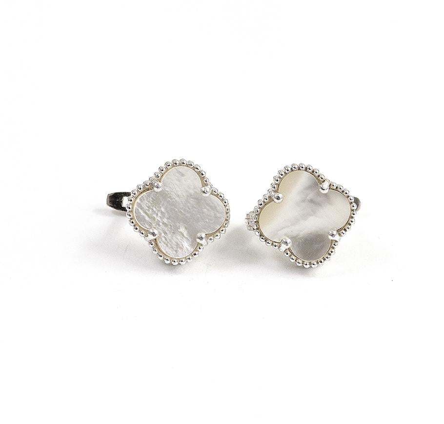Серьги Maxi Silver 9488 Клевер с перламутром (89488)