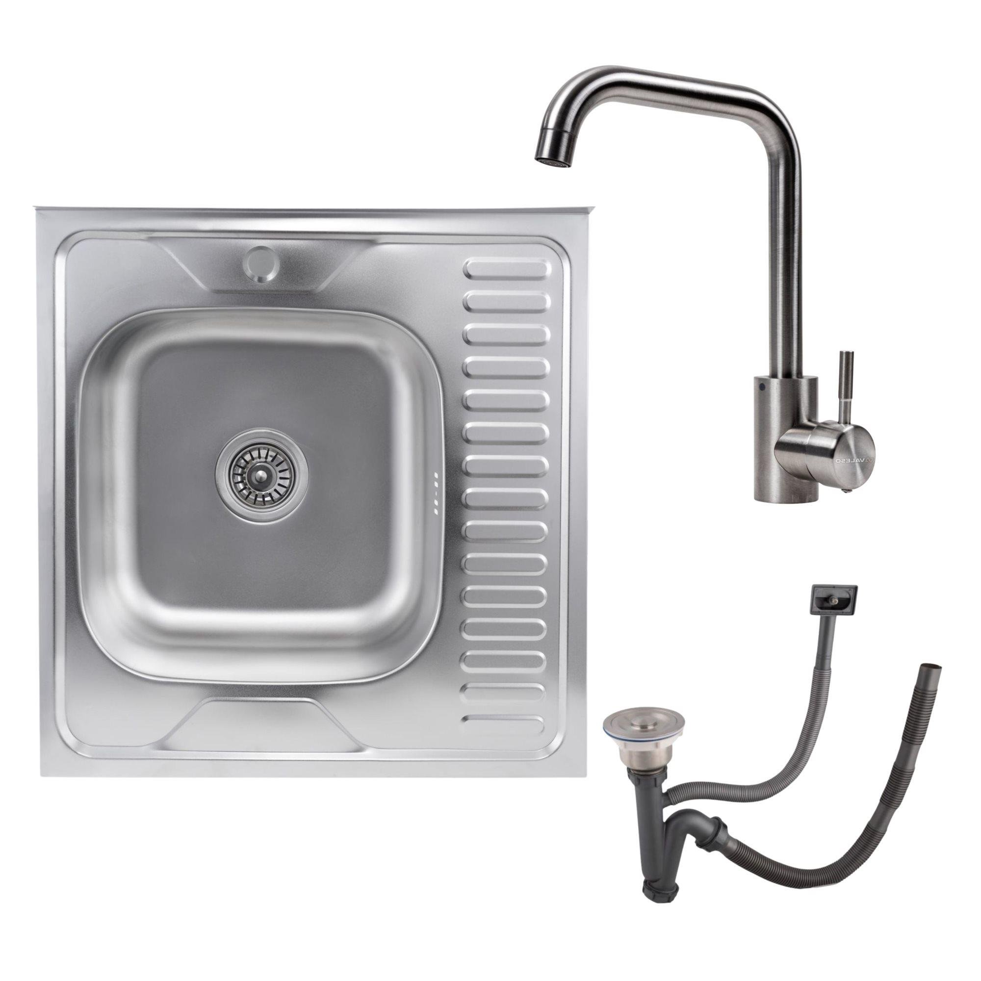 Мойка накладная Valeso 6060 Сатин L 0,7/160/смеситель Valeso NS02A (000051449)