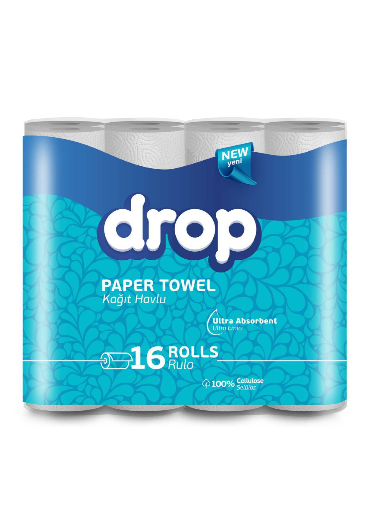 Бумажные полотенца Drop 2-х слойный 16 рул.