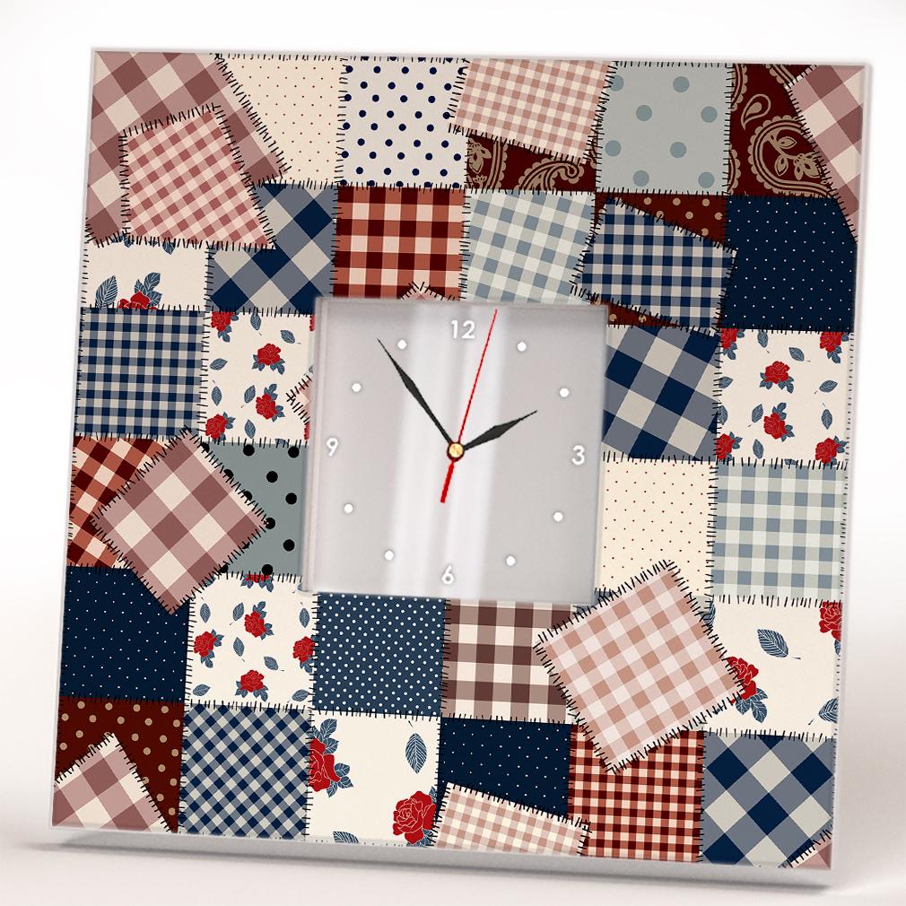Часы дизайнерские Клаптики/кусочки ткани Печворк 260x260 мм (C04199)