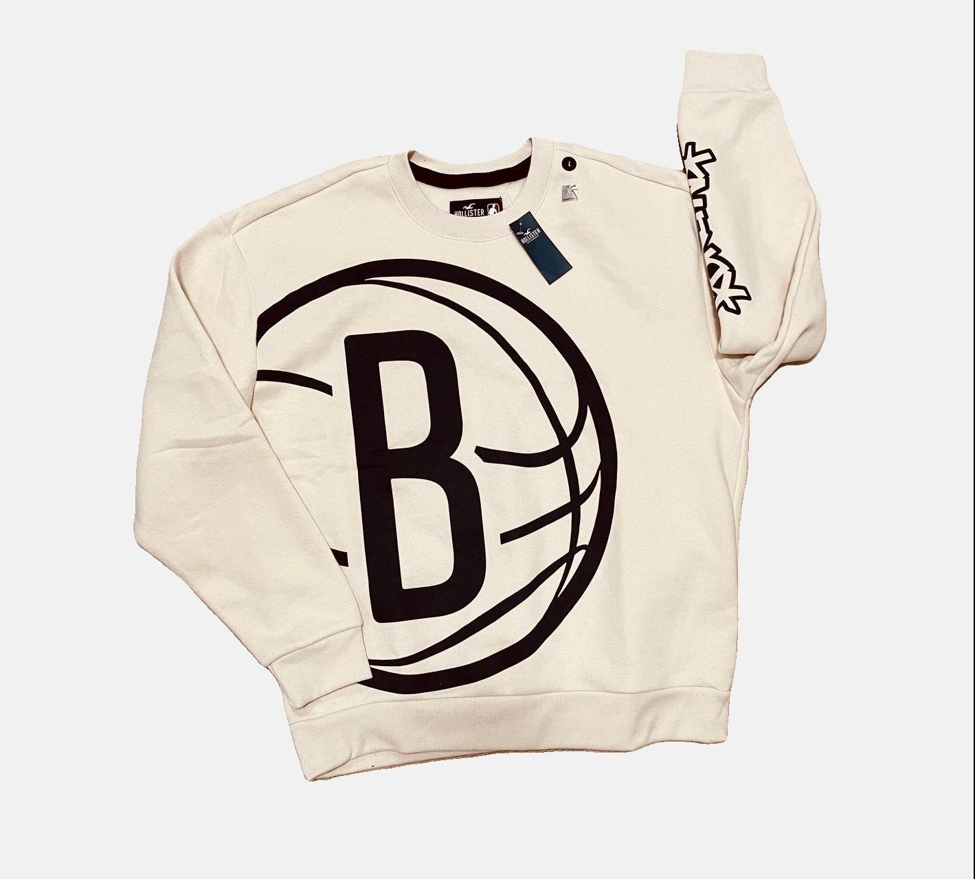 Світшот чоловічий баскетбольний Hollister NBA Brooklyn Nets L Білий