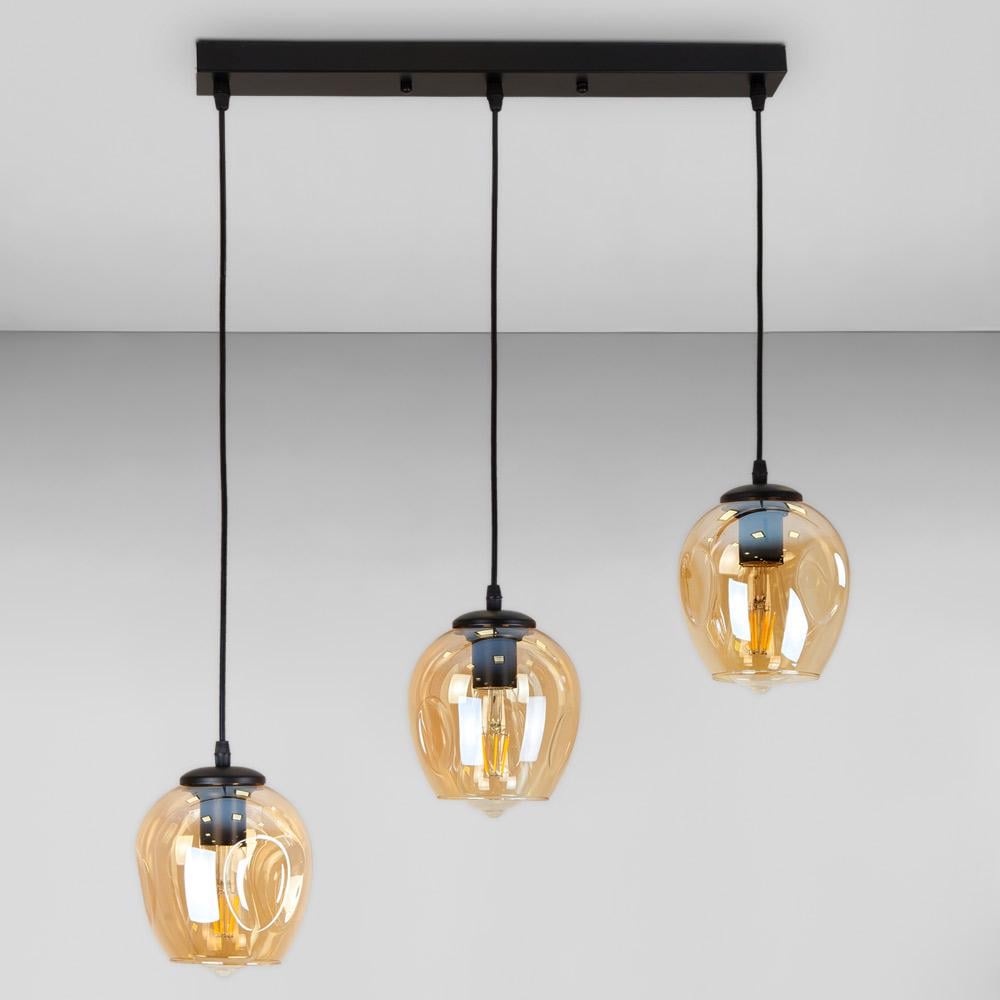 Люстра підвісна лофт Light House LS-17191F-3 BK/BR 300 Чорний/Бурштиновий 