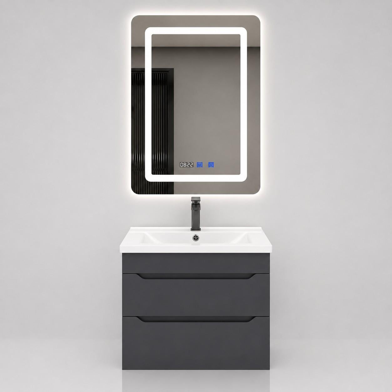 Комплект для ванної кімнати ANADOX 4в1 Sanwest Malta + Adamant Quanto 60 + Qtap Gemini Gunmetal/LED-дзеркало 50х70 см