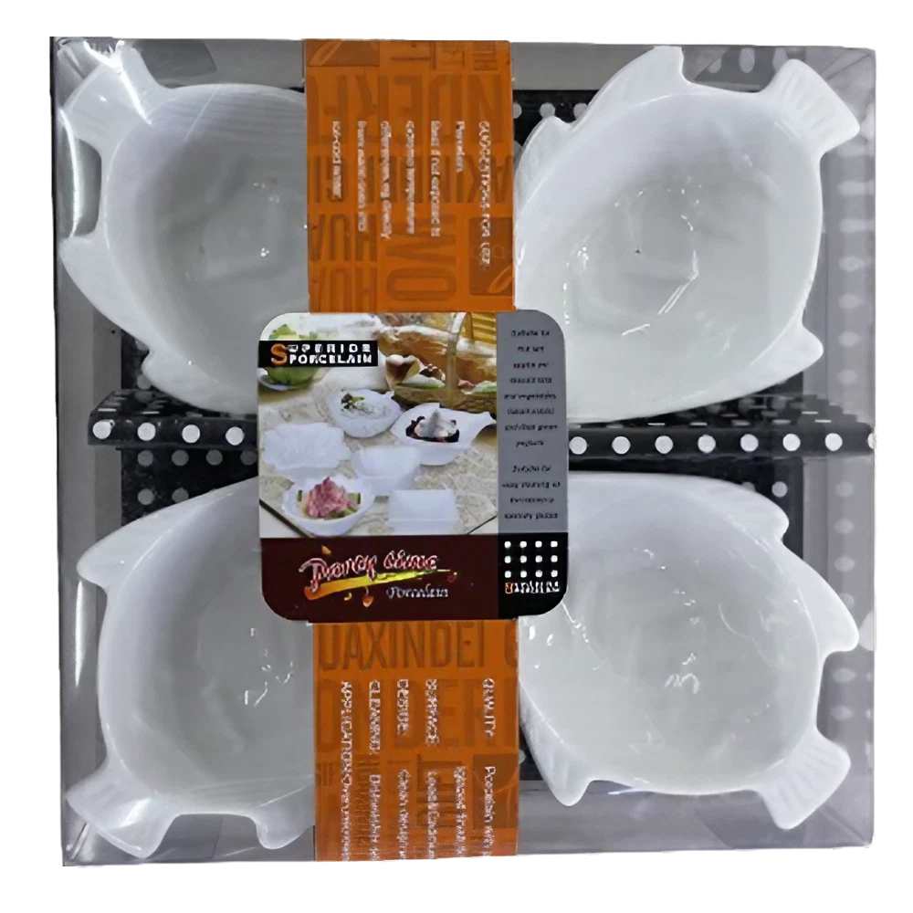 Набор фарфоровых соусниц Stenson R90553 16x16x4 см 4 шт. (583812)