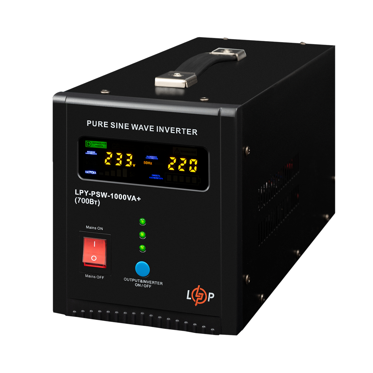 Источник бесперебойного питания LogicPower LPY-PSW-1000VA/700 Вт 10A/20A с правильной синусоидой 12V (29190584) - фото 3 Источник бесперебойного питания LogicPower LPY-PSW-1000VA/700 Вт 10A/20A с правильной синусоидой 12V (29190584) - фото 3