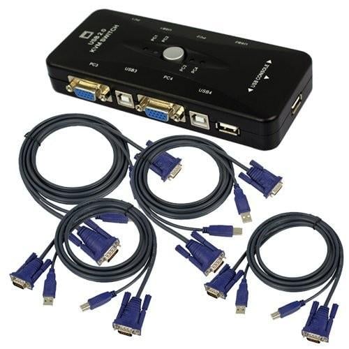 ᐉ KVM свич 4 порта + 4 кабели