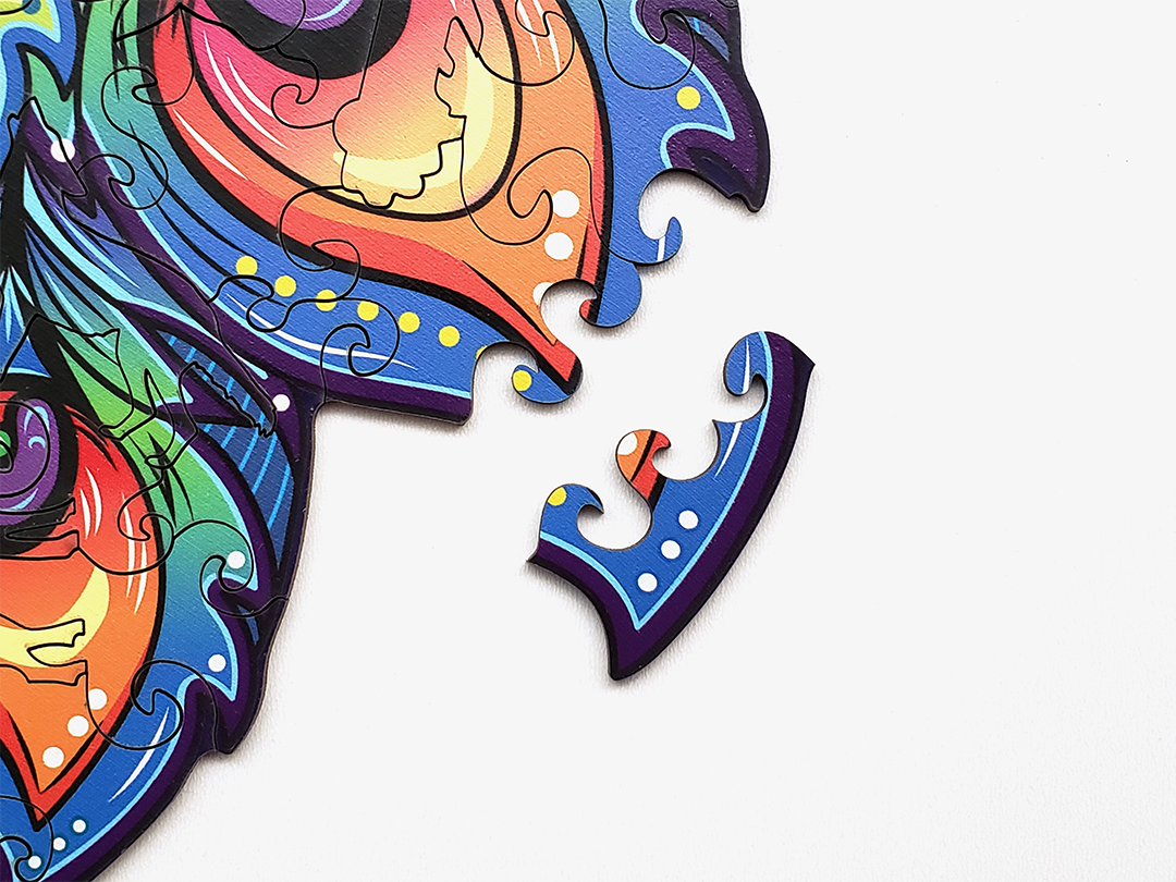 Пазл деревянный Павлин элементы в форме животных 53,8х29,6 см 184 шт. (1526084661) - фото 7