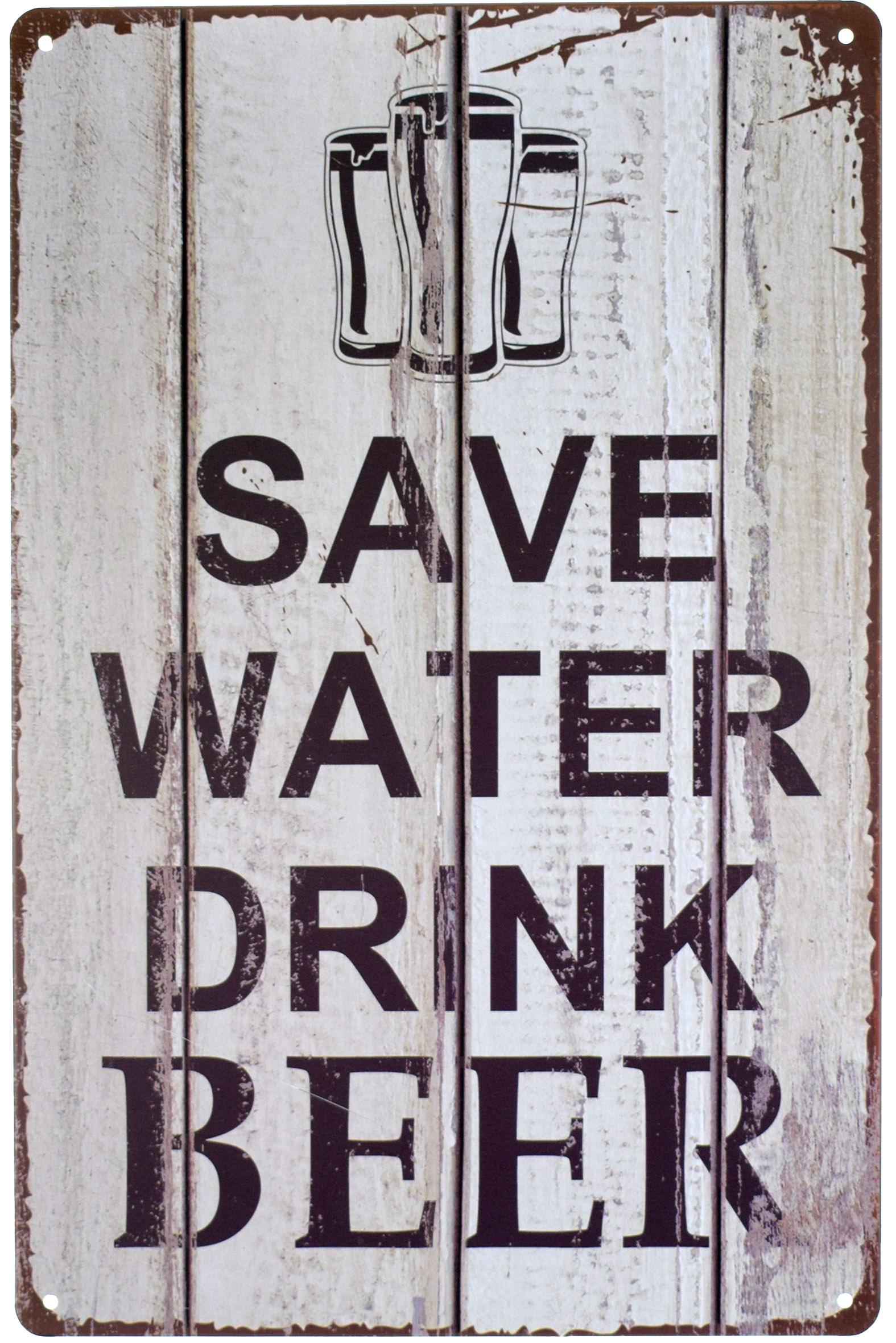 Табличка металева Бережи Воду Пий Пиво/Save Water Drink Beer 20x30 см
