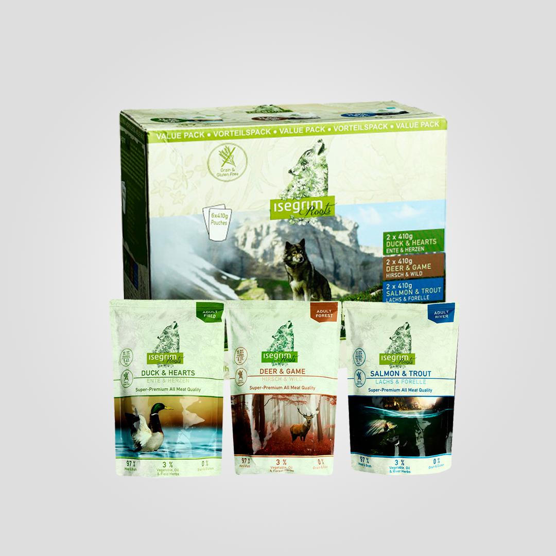 Набор влажного корма Isegrim Pouch Roots Multipack II Duoprotein 6x410 г (20502499)