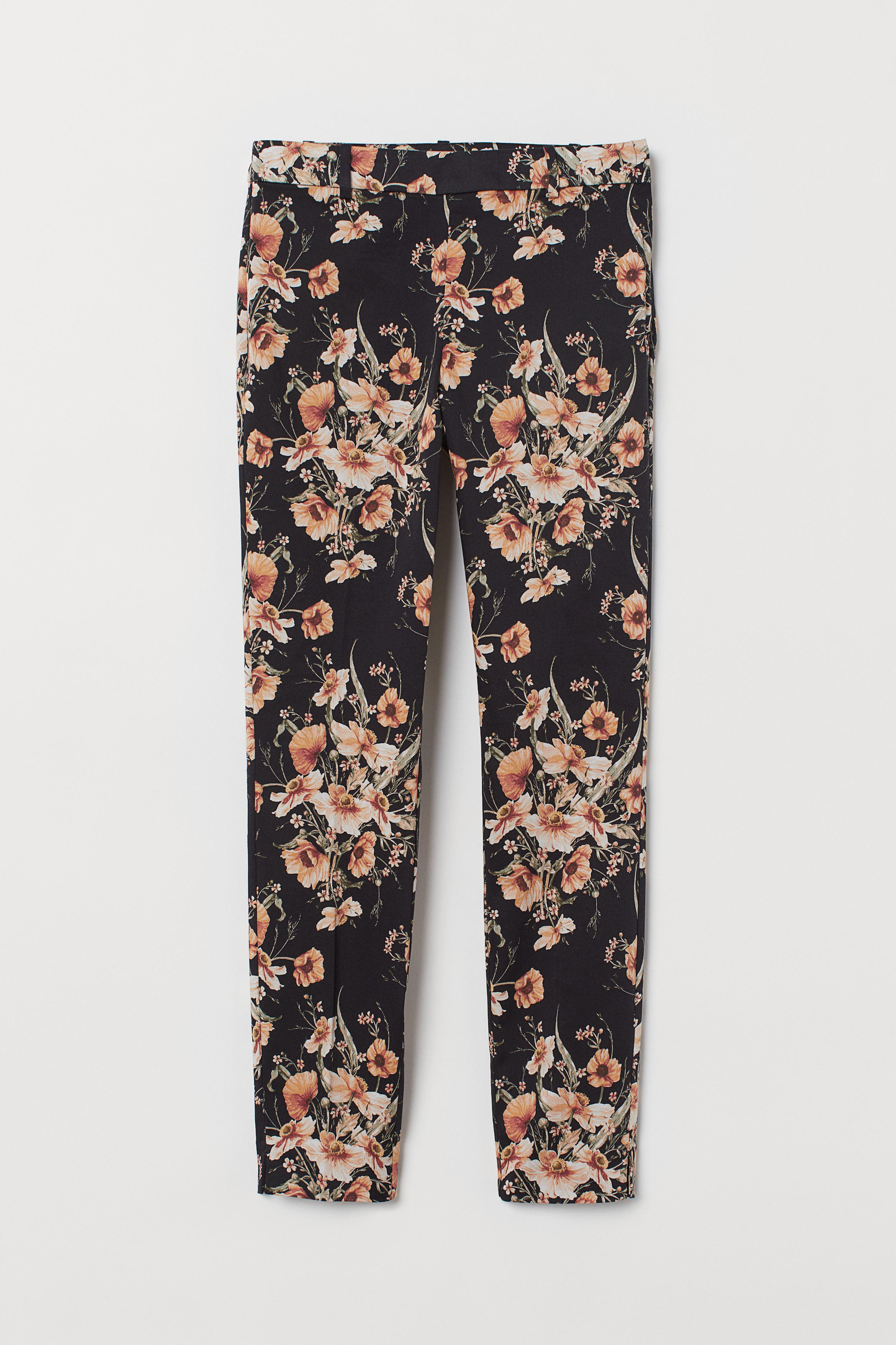 Брюки H&M Цветы р. 40 Черный (7663469)