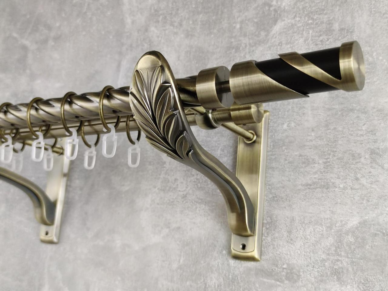 Карниз MStyle металлический для штор двухрядный Сиена 25/19 мм крученый 400 см Антик (5012532)