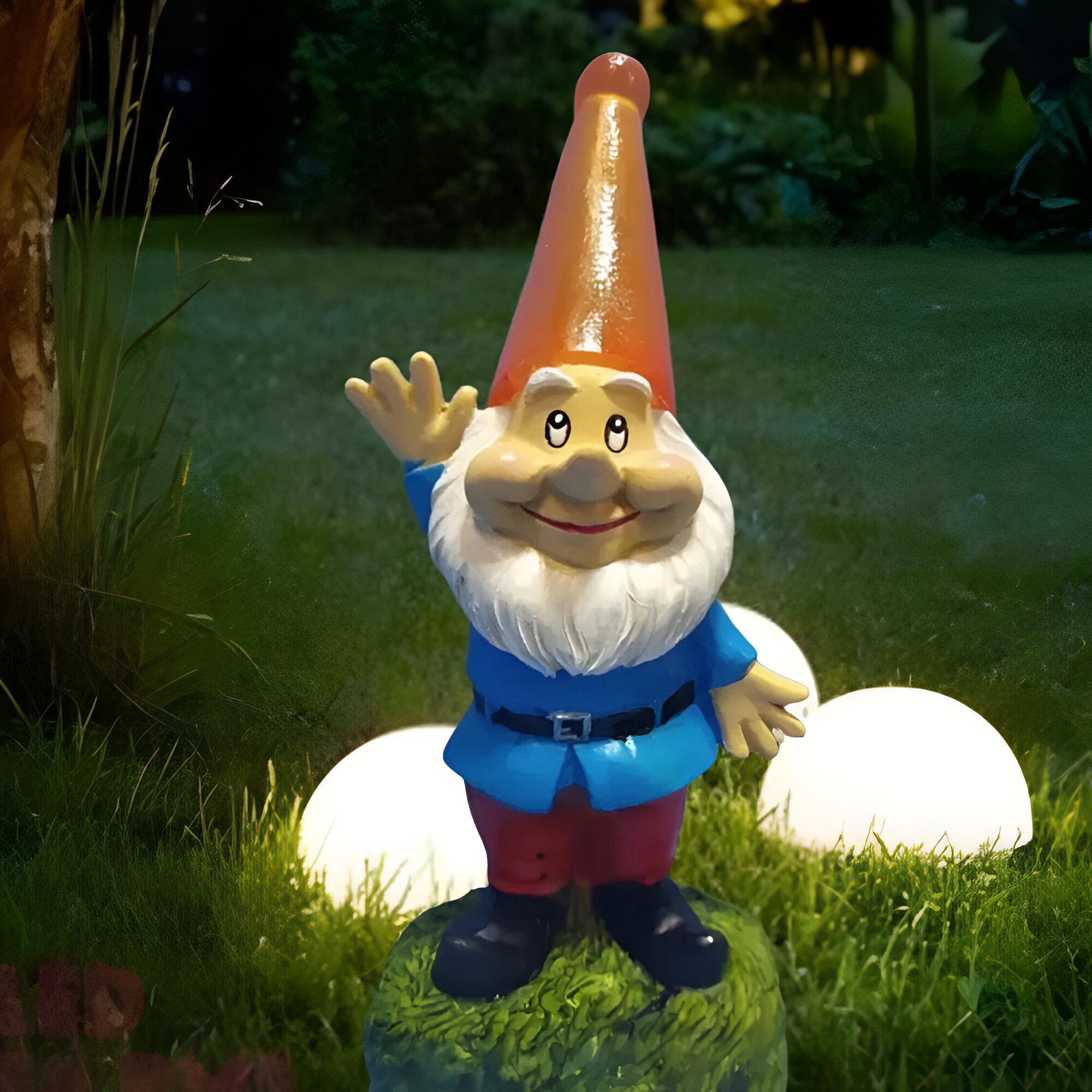 Светильник садовый Lemanso керамический Эльф на солнечной батарее RGB с выключателем Красно-голубой (CAB127)