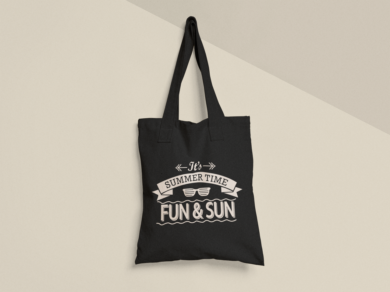 Эко-сумка шоппер с принтом "Summer Time Fun sun" 38х40 см Черный (ПН459-Т1)