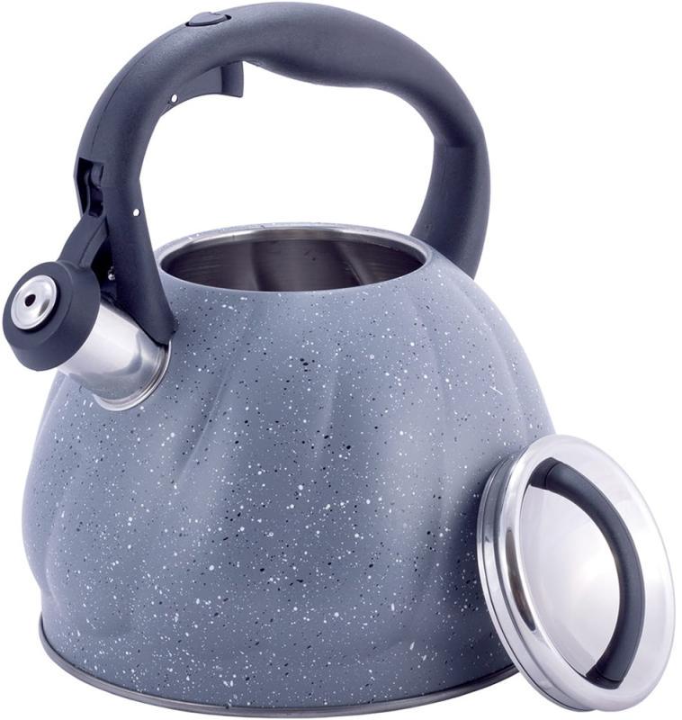 Чайник Kamille Whistling Kettle Marble из нержавеющей стали со свистком 3 л Серый - фото 2 Чайник Kamille Whistling Kettle Marble из нержавеющей стали со свистком 3 л Серый - фото 2