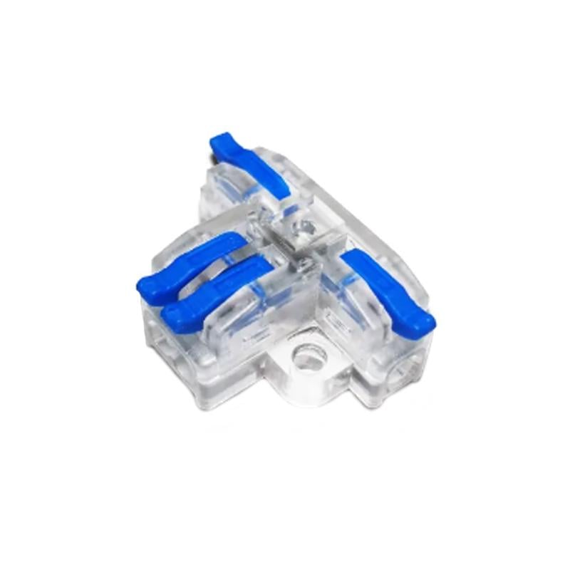 Клемма проходная Tactix 0,2-4 мм2 32А 1-3 одинарная Т-подобная 35х25,5х14,6 мм рычаг крепеж 3,1 мм Синий (T4TB)