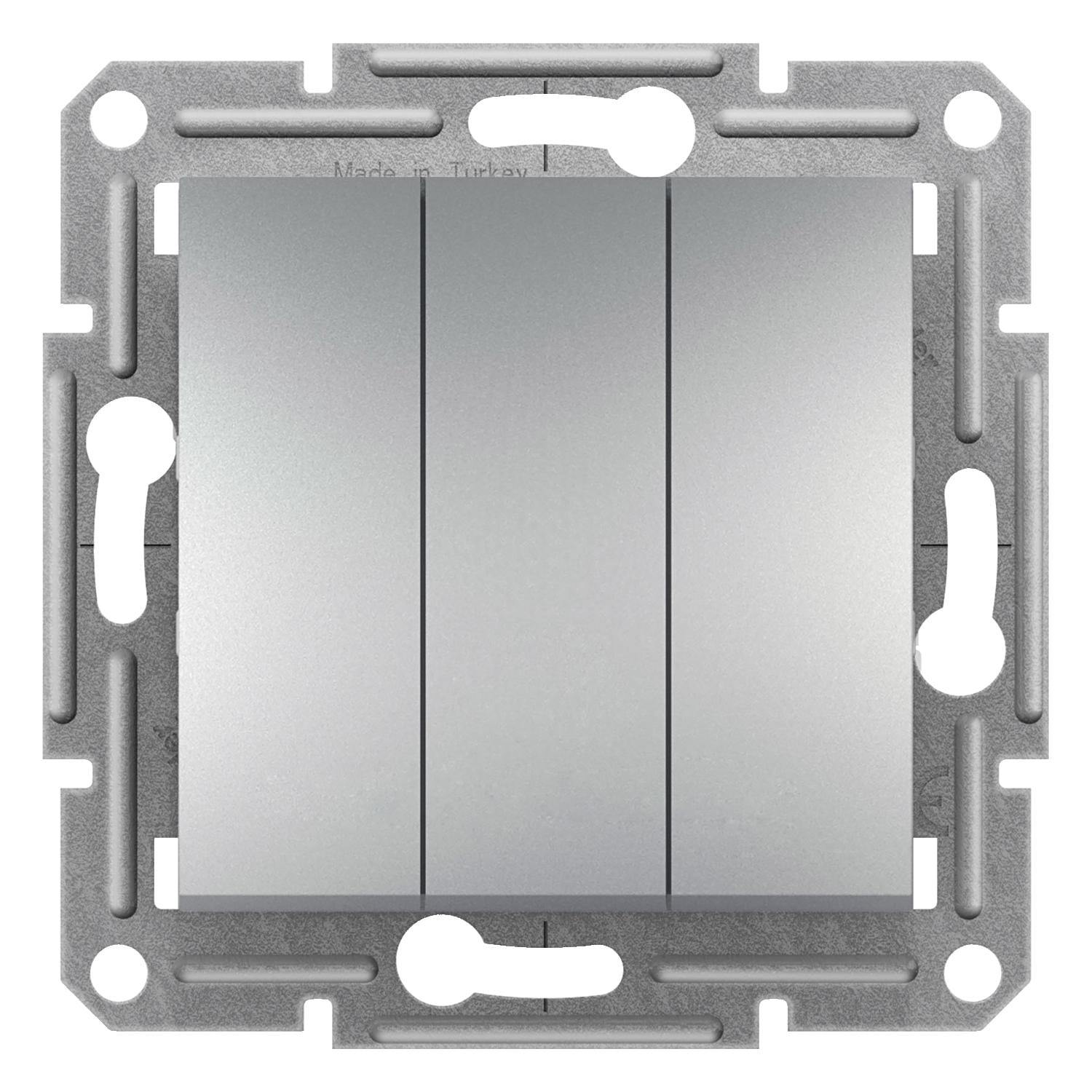Выключатель трехклавишный Schneider Electric Asfora Алюминиевый (EPH2100161)