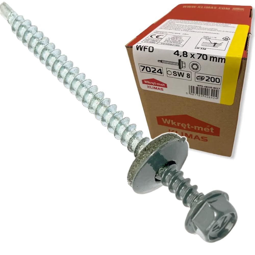 Саморез по дереву Klimas Wkret-Met 4,8x70 мм RAL 7024 200 шт. уп. (29471797) Саморез по дереву Klimas Wkret-Met 4,8x70 мм RAL 7024 200 шт. уп. (29471797)