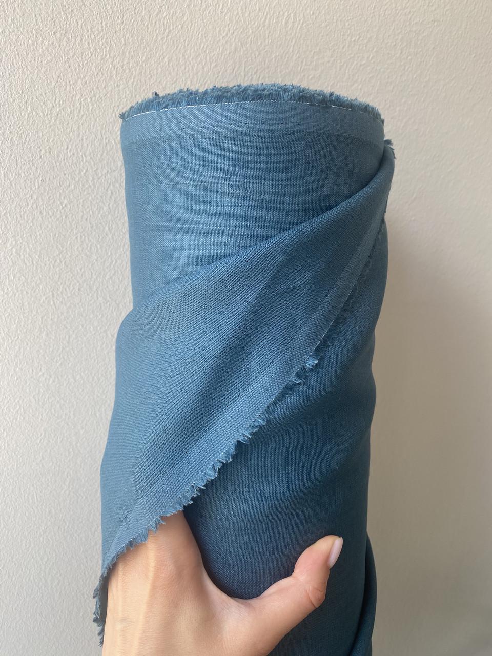 Ткань рубашечно-платьевая LINEN PLUS 100% лен 143 см 303 Темно-бирюзовый - фото 6