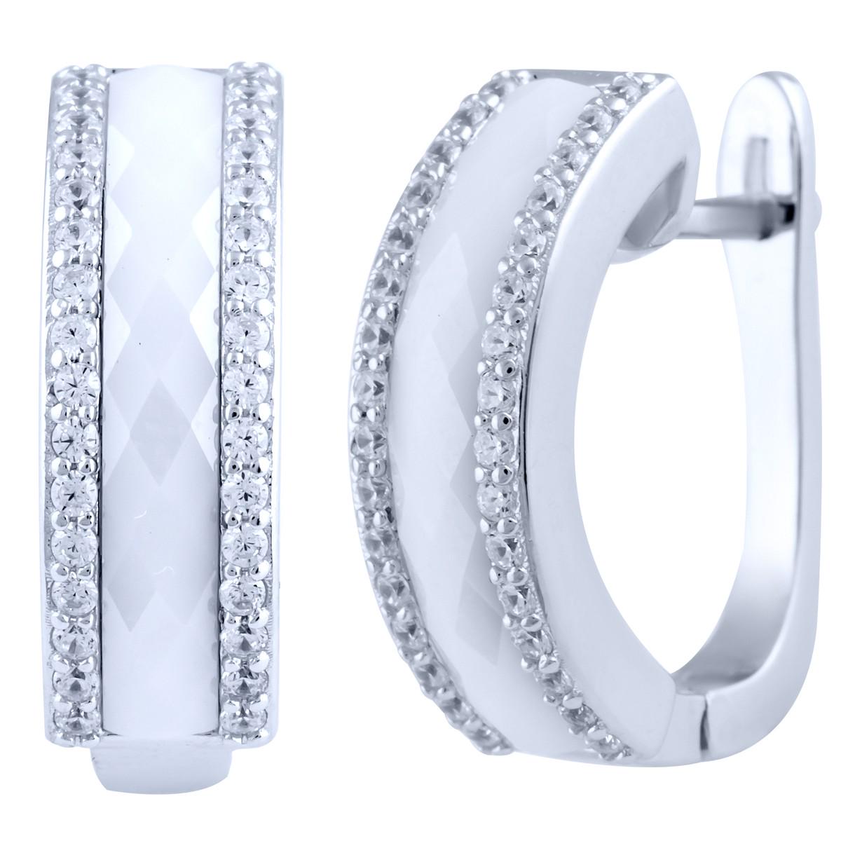 Серьги серебряные с фианитами и фианитами Серьги серебряные с фианитами и фианитами