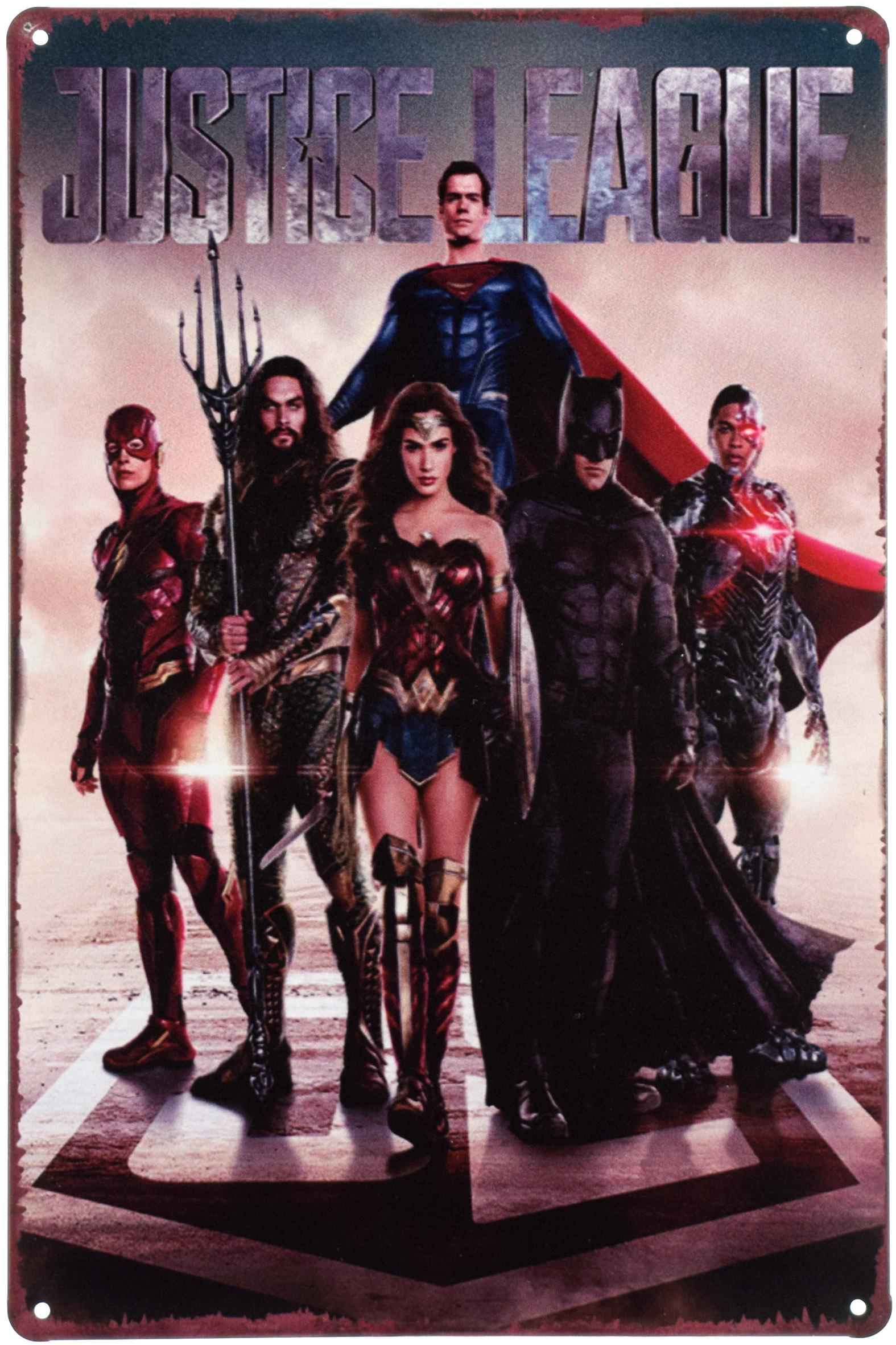 Табличка металлическая Лига Справедливости/Justice League 20x30 см