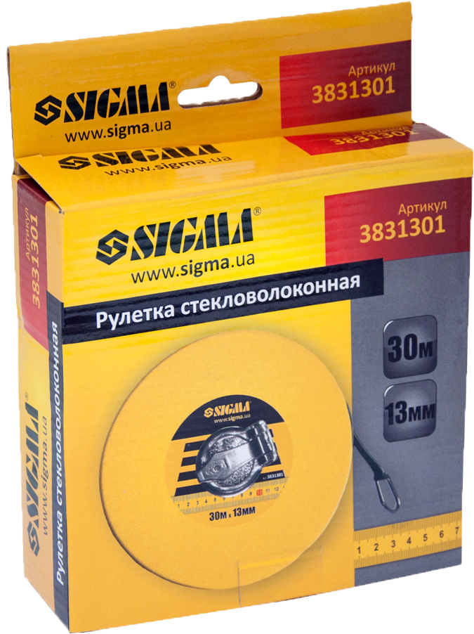 Рулетка скловолоконна Sigma 30 м х 13 мм (3831301) - фото 2 Рулетка скловолоконна Sigma 30 м х 13 мм (3831301) - фото 2