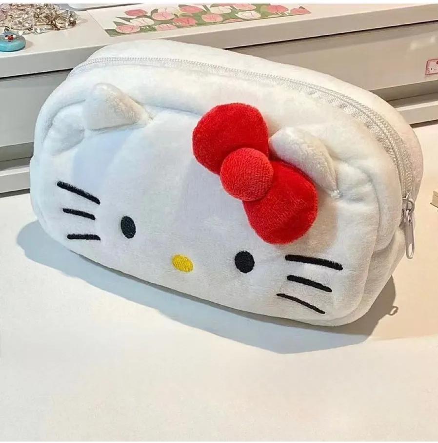Пенал школьный Котик с бантом Hello Kitty стиль 20х11 см (I92_Белый)