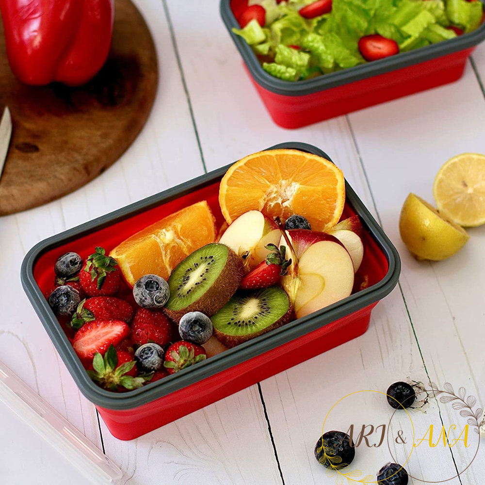 Набір силіконових складних контейнерів для зберігання їжі - 4 шт. Червоний (12508451) - фото 7 Набір силіконових складних контейнерів для зберігання їжі - 4 шт. Червоний (12508451) - фото 7