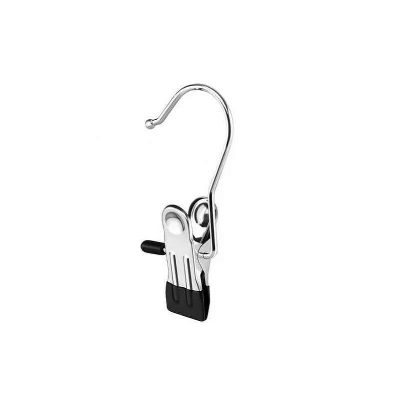 Вішалка прищіпка з гачком металева на рейлінг для одягу та аксесуарів 1 шт. Чорний