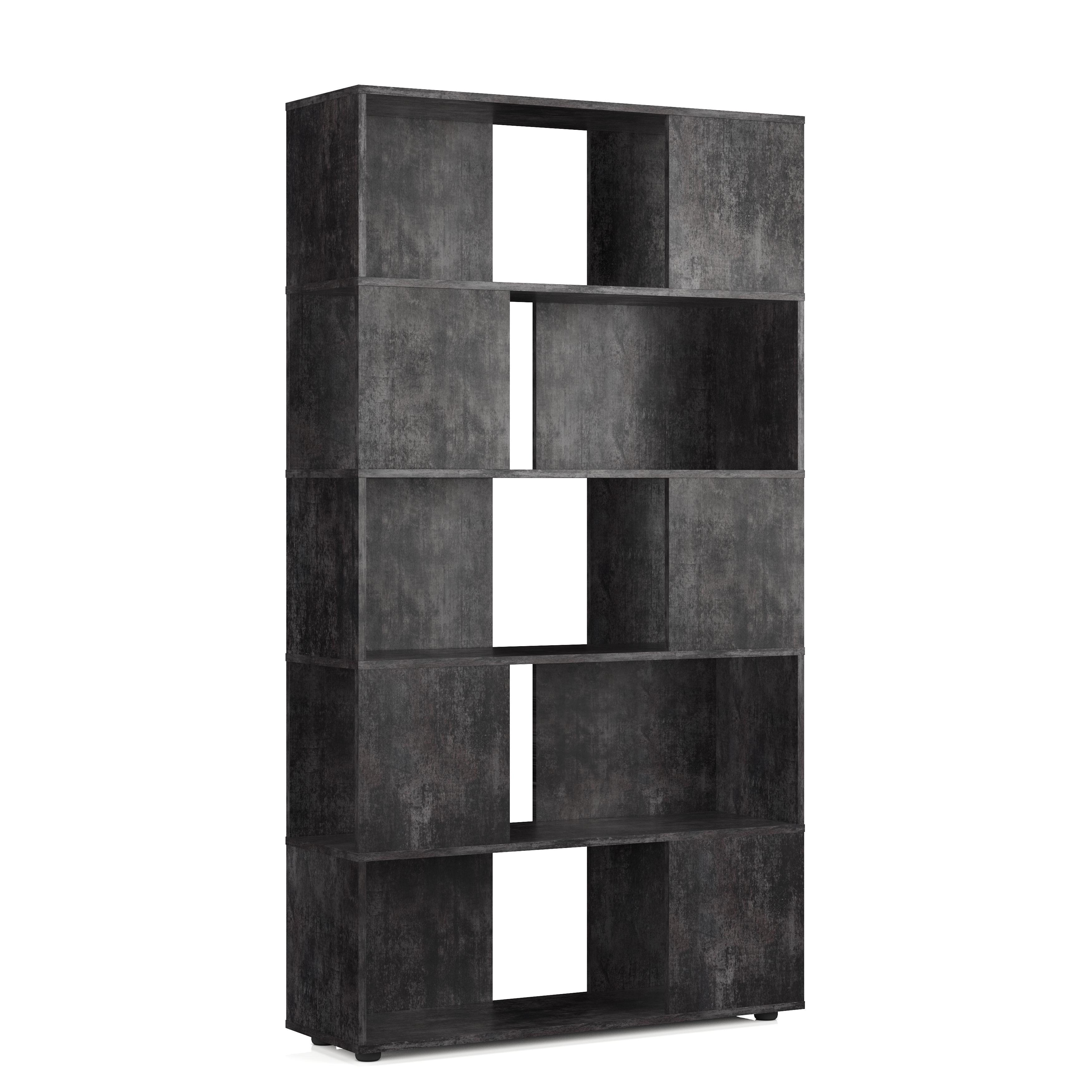 Стеллаж-полки для книг и декора на 5 ячеек 1000x1830x320 Бетон темный (mla-2-bm)