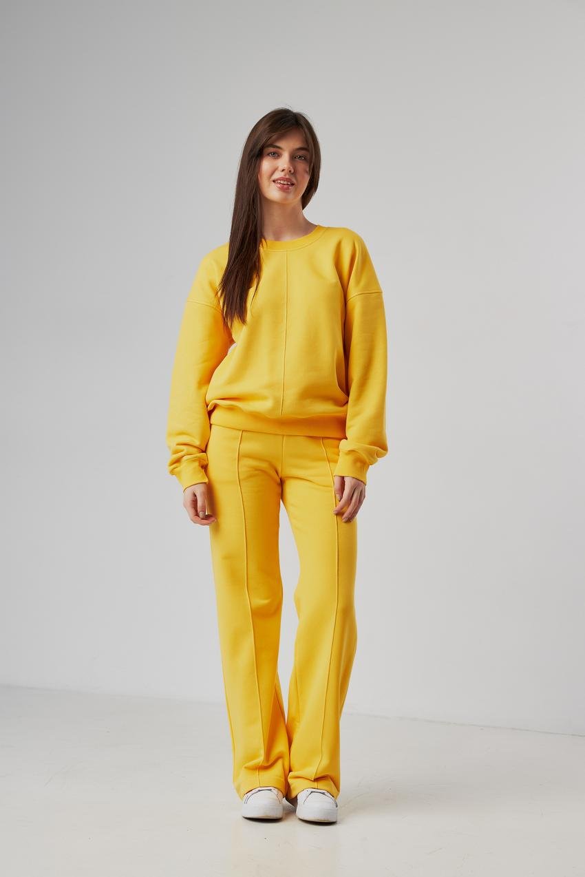 Костюм спортивный женский М128 свитшот/брюки прямые 3х-нить.3 M Желтый (572-1-61)