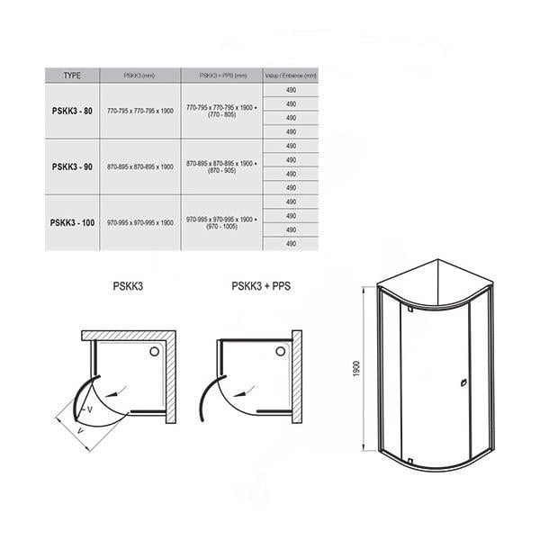 Душова кабіна Ravak Pivot PSKK3 376AAU00Z1 100x100x190 см Сатин (87234) - фото 2