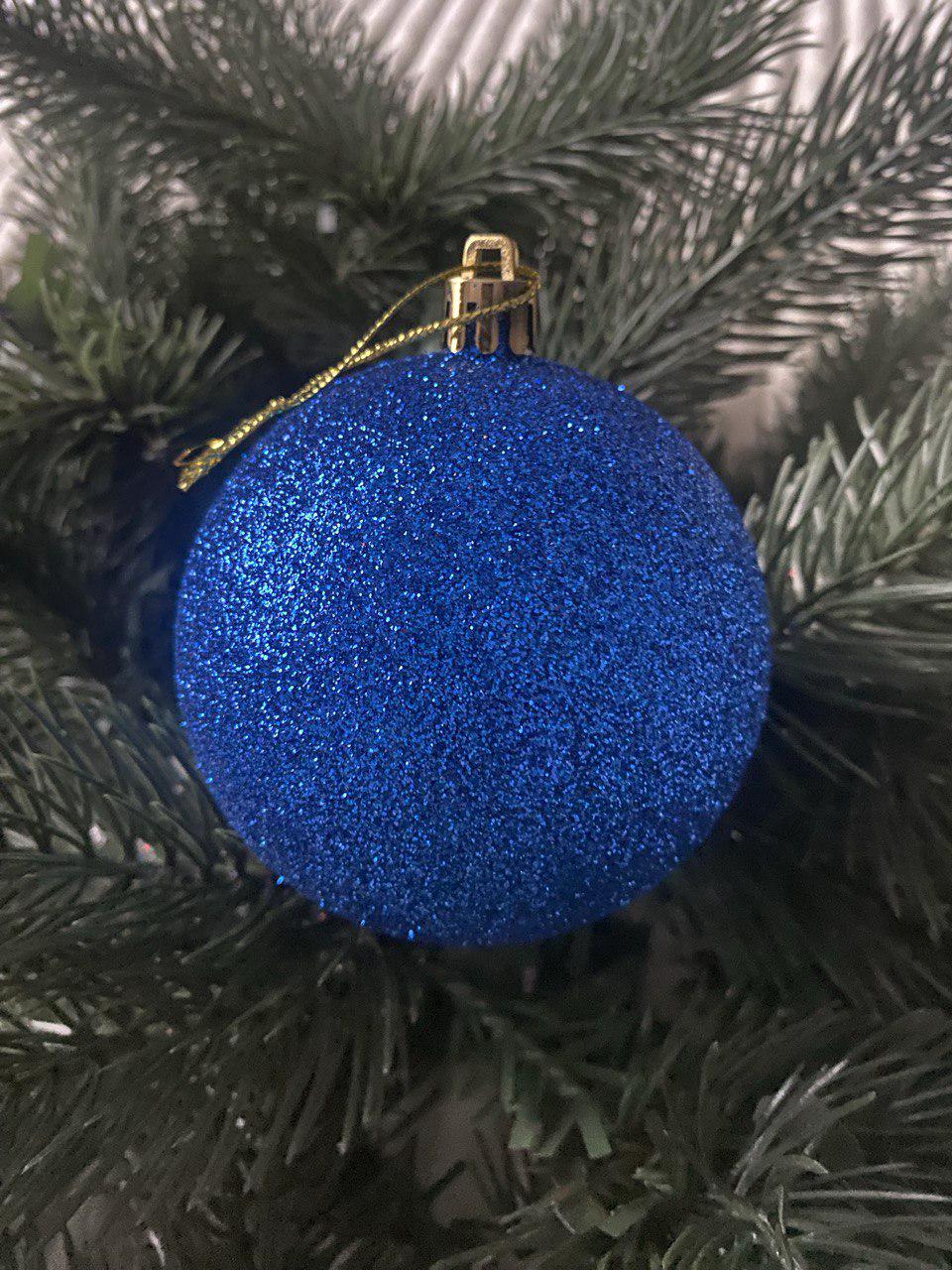 Куля новорічна глітерна 100 мм Синій (y0026) - фото 1 Куля новорічна глітерна 100 мм Синій (y0026) - фото 1