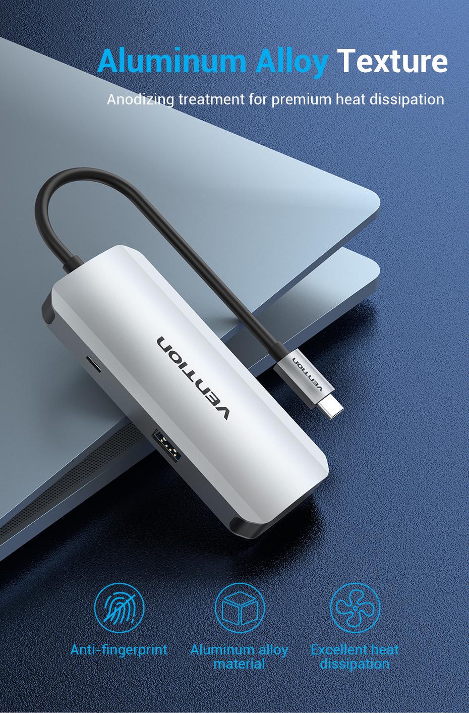 USB-хаб Vention Type-C-4x USB 3.0/Micro-USB/5 Гбит/с USB-C через Micro-B металлический Серый (TNAHB) - фото 11