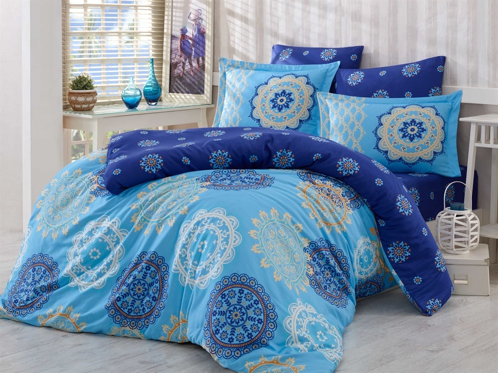 Комплект постільної білизни Hobby Exclusive Sateen Ottoman 200х220 см Блакитний