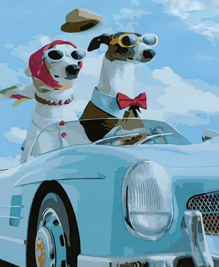 Картина по номерам Strateg Премиум Собачий отпуск с лаком и уровнем 40x50 см (SY6884)