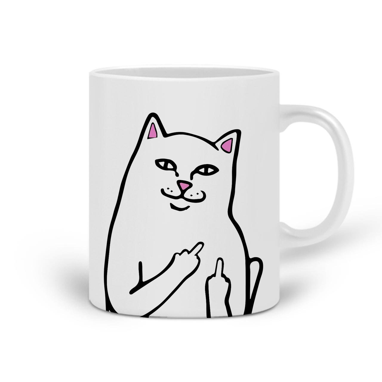 Чашка керамическая мем Белый Кот с пальцем 330 мл (20259-2851)