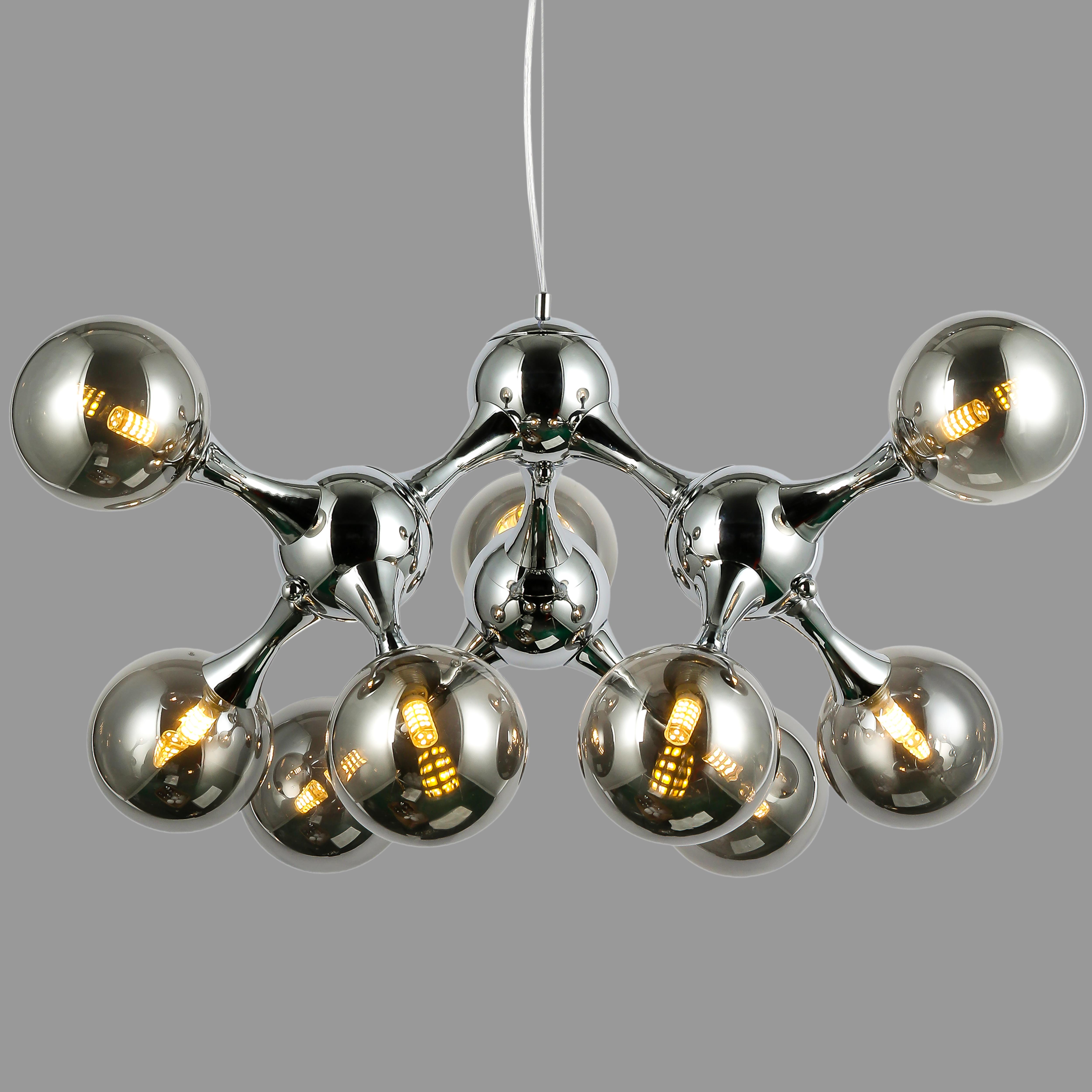 Люстра підвісна Молекула на 9 ламп Хром (52-9816-9 CR+BK)