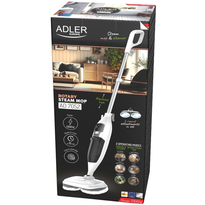 Швабра паровая вращающаяся Adler AD 7052 1300W 550 мл 3 мощности пара White (AD7052) - фото 7 Швабра паровая вращающаяся Adler AD 7052 1300W 550 мл 3 мощности пара White (AD7052) - фото 7