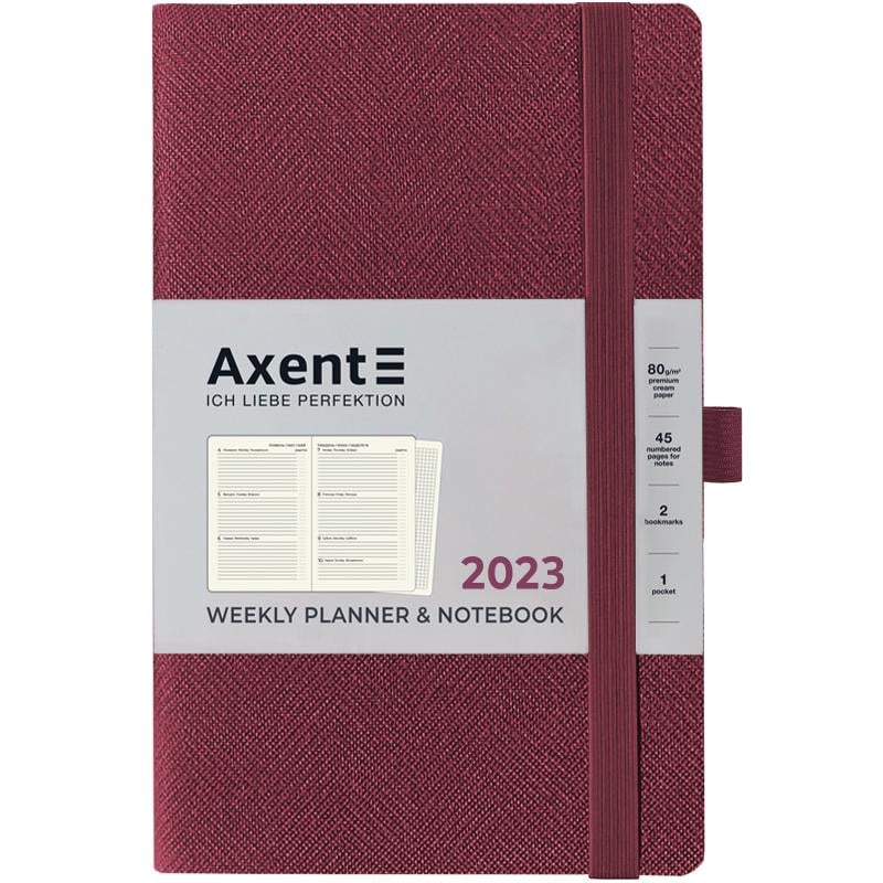 Еженедельник Axent Partner Soft Fabric 125x195 мм 96 листов Бордовый (8514 23 05 A)