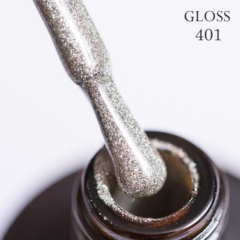 Гель-лак GLOSS 401 с голографическим микроблеском 11 мл Серебристый (15621)