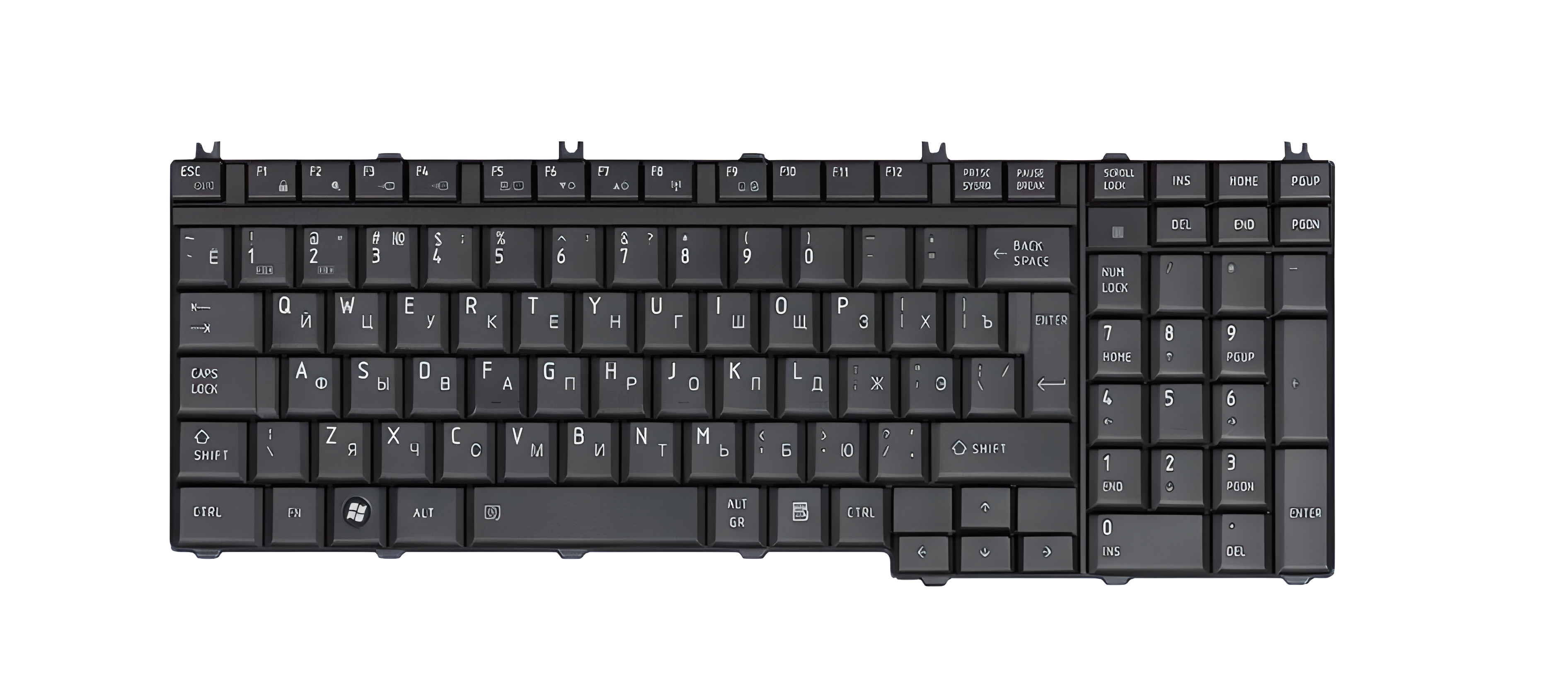 Клавіатура для ноутбука Toshiba Satellite L505D матова (AETZ1R00210-UE)