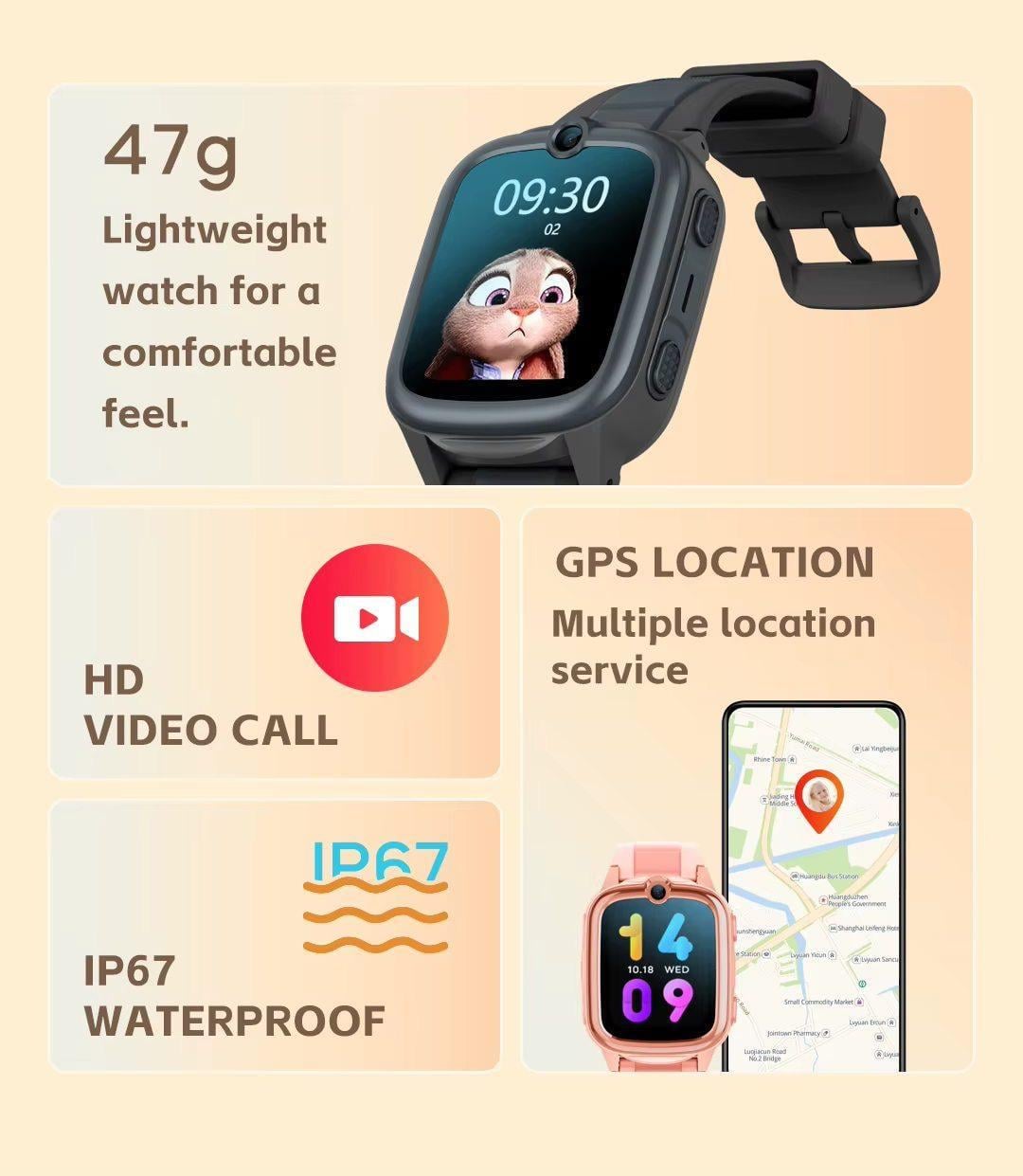 Смарт-годинник дитячий з сім картою Lemfo K59H з GPS трекером камерою прослушкою відеодзвінком та 4G Рожевий - фото 7