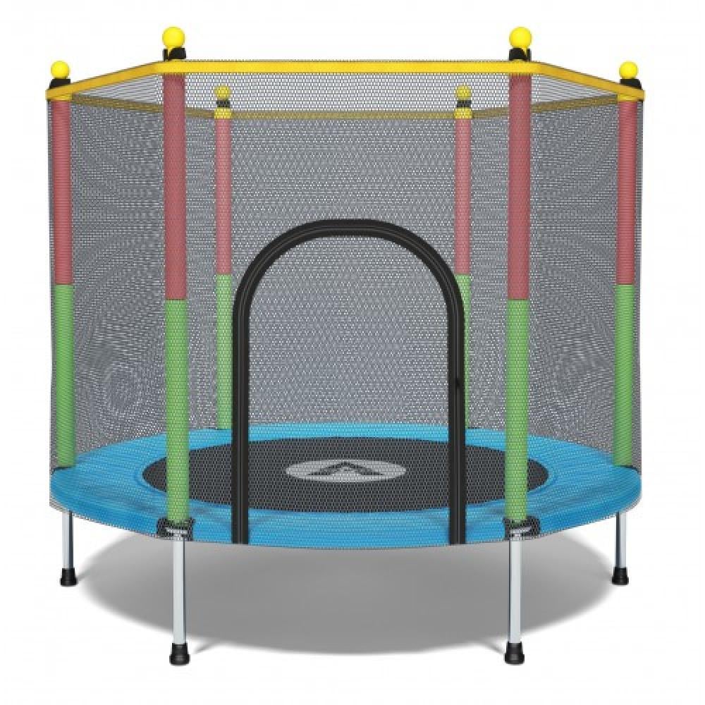 Батут детский для активных игр Atleto с защитной сеткой на молнии до 60 кг 140 см Синий (147-76-21000142)